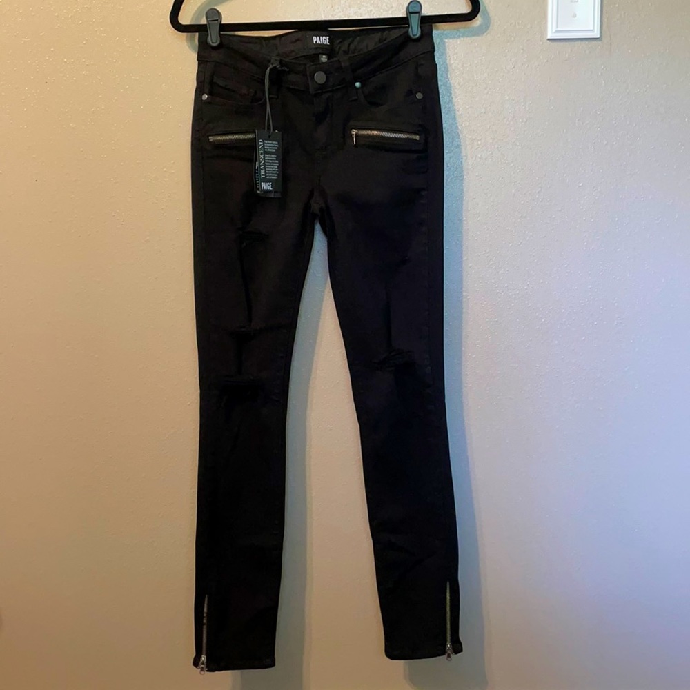 Paige NWT black pants w/ zipper detail sz 26